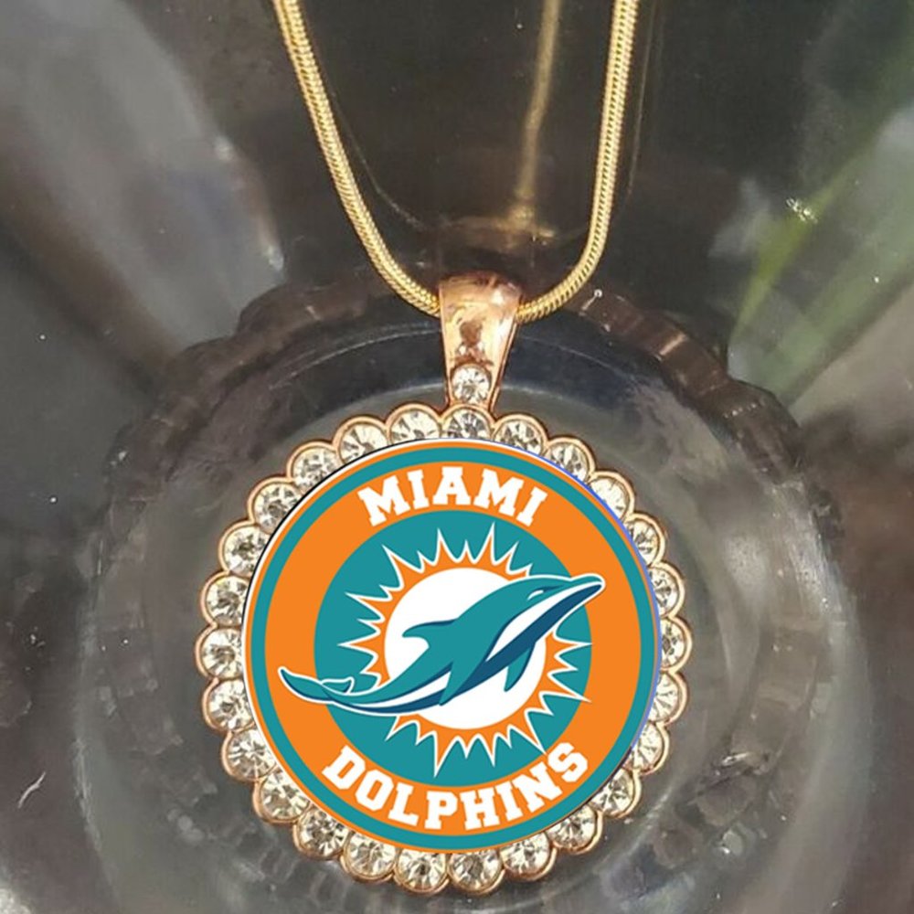 COPY - Miami Dolphins Rose gold Rhinestones Necklace with gift box